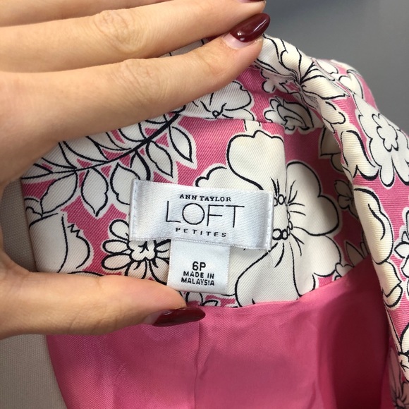 LOFT Ann Taylor Petites- pink and white tench coat 6P e99-1 - Picture 4 of 5